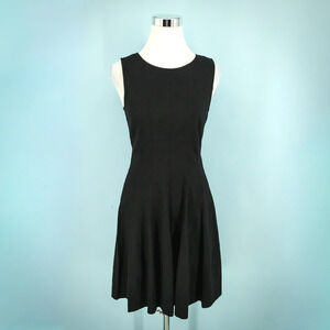 Theory Size 4 Black Tilifi Crew Scoop Neck Sleeveless Fit Flare Linen Dress